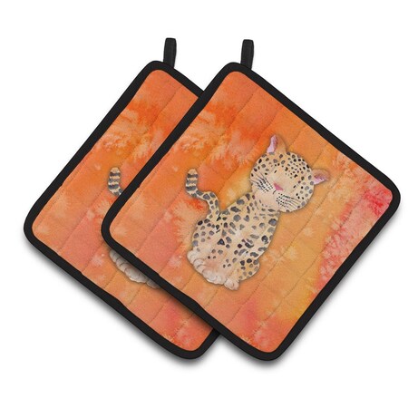 Carolines Treasures Leopard Watercolor Pair of Pot Holders BB7396PTHD